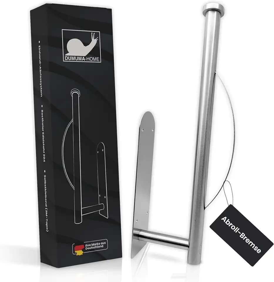 Premium Küchenrollenhalter ohne Bohren Selbstklebend Wand - Einhändig Abreißen XXL Basis - Zewa Rollenhalter mit Abroll-Bremse Dämpfung - Küchenpapierhalter Edelstahl Silber Küche Bad Wohnmobil