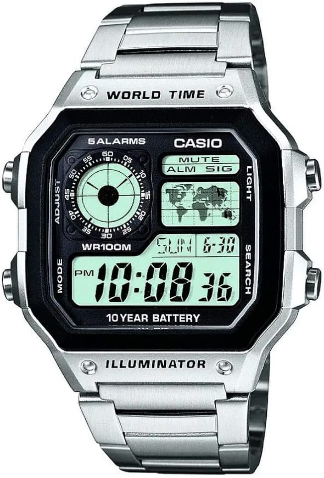 Casio - Armbanduhr AE-1200WH-1AVEF - Herren Uhr - Wasserdicht - Digital - Mit Stahlband - Schwarz