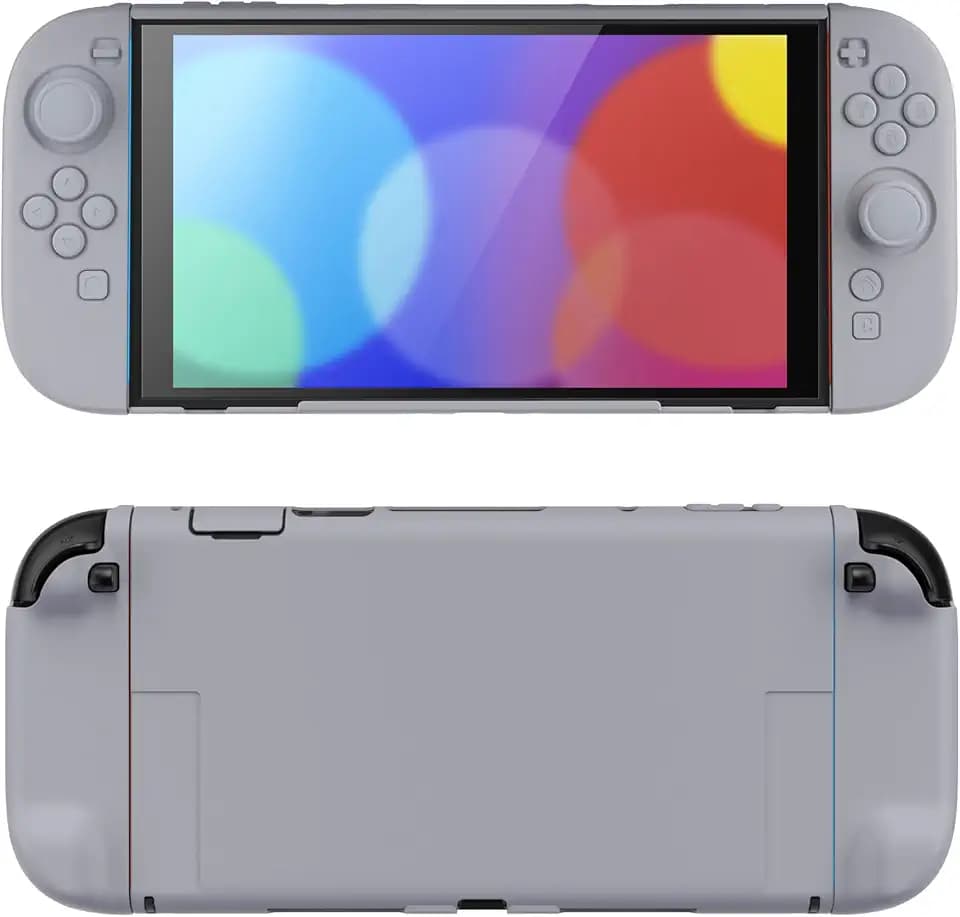 PlayVital Hard Case for Nintendo Switch 2 with Extra Stand & Thumb Grip Caps | Split Design, Dockable Protective Full-Body Shell Cover for Nintendo Switch 2 | Solid Color Series, New Hope Gray