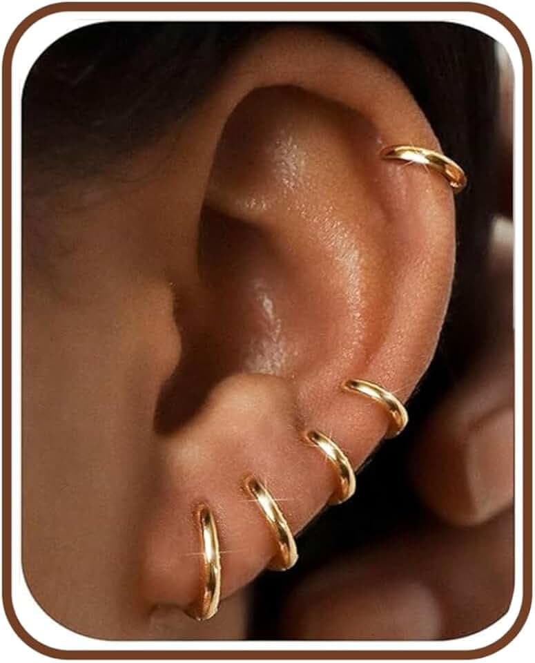 FIOROYAL 5Paar Ohrringe Gold Creolen für Damen,Kleine Creolen Ohrringe Set