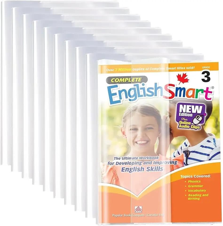 Buchumschlag A4 10 Stück Transparent | Einstellbare Hülle & Kantschutz | Perfekt zur Verstärkung von Schulheften & Unterlagen für Büro & Hochschule