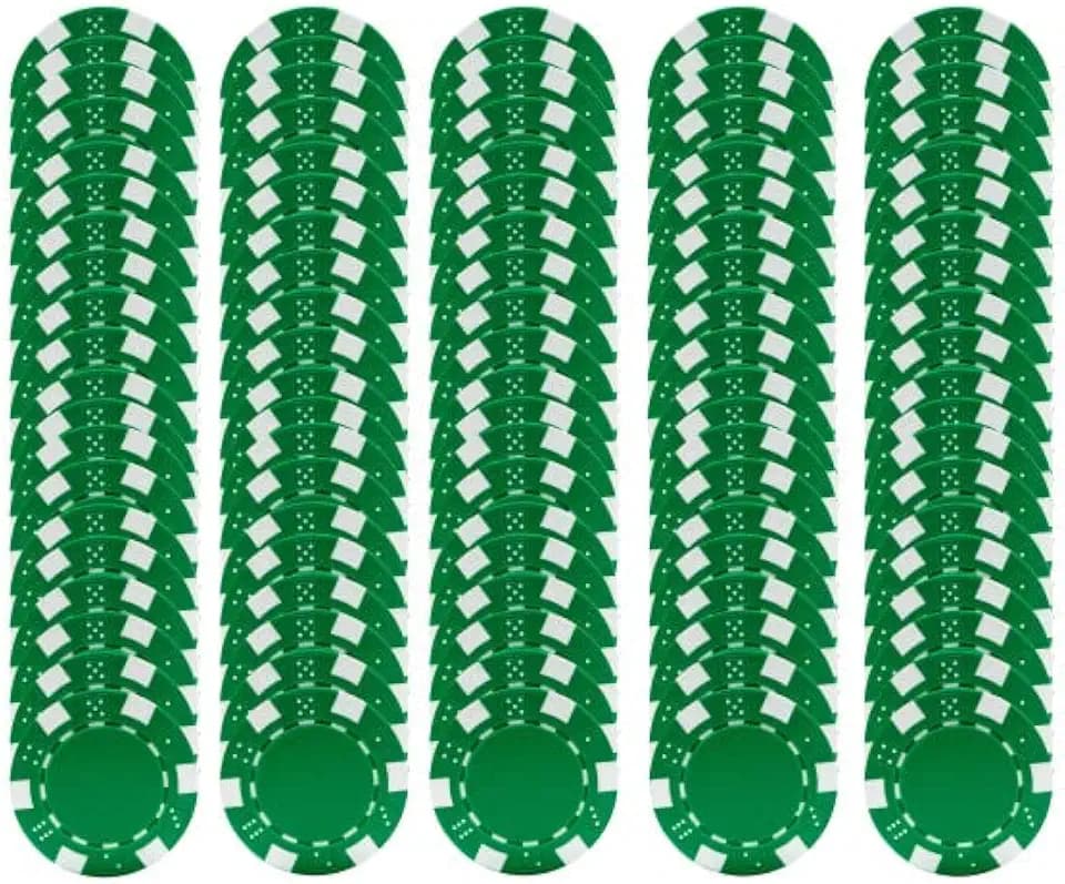 Poker Chips – 100-Piece Set of 11.5-gram Blackjack Chips with Dice Design – 39mm – Made of Composite Resin for Texas Holdem by Trademark Games (Green)