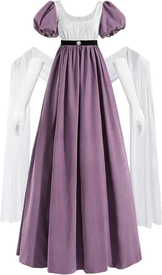 NSPSTT Plus Size Empire Waist Tea Party Ball Gown Regency Dress