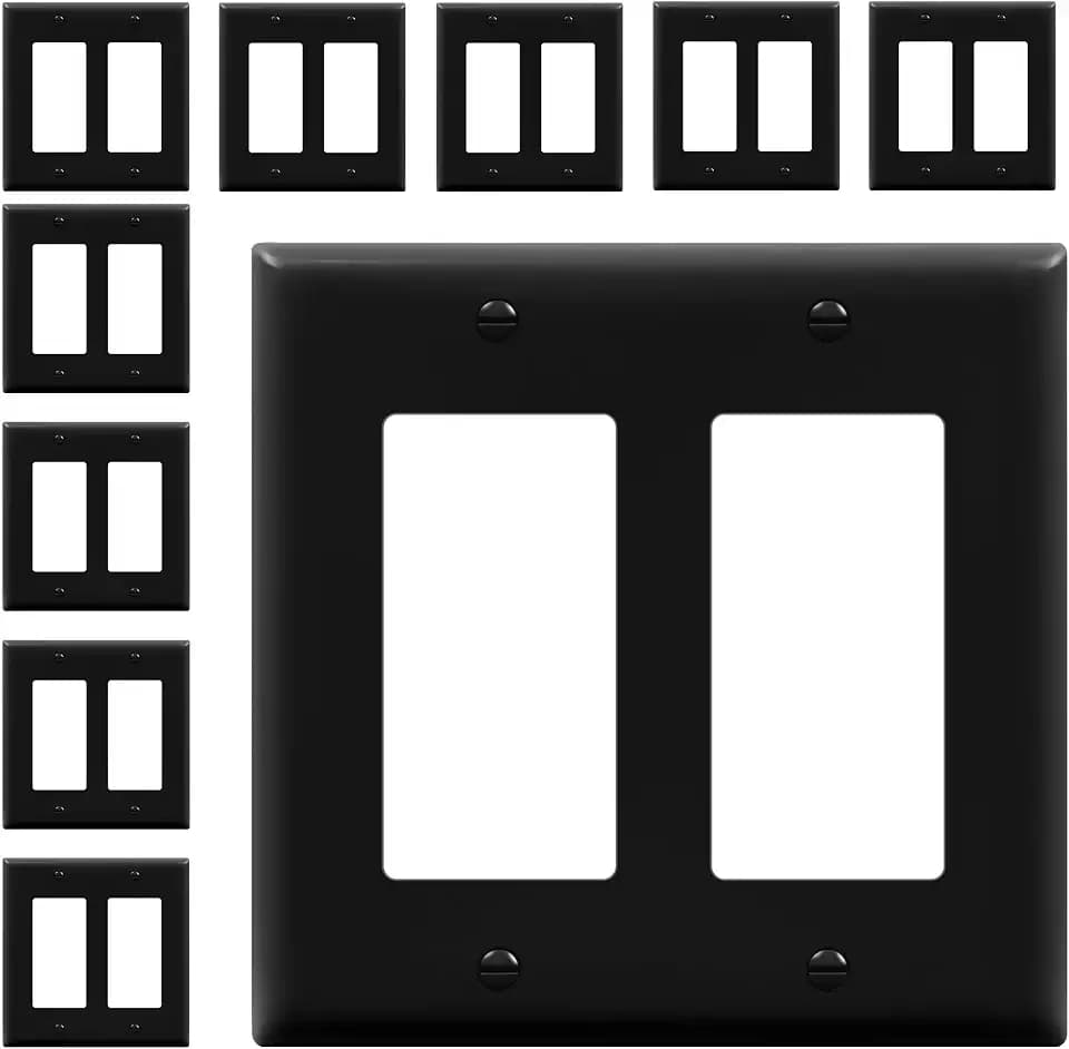 ENERLITES 2-Gang Black Decorator Switch Outlet Wall Plate Cover, 10 Pack
