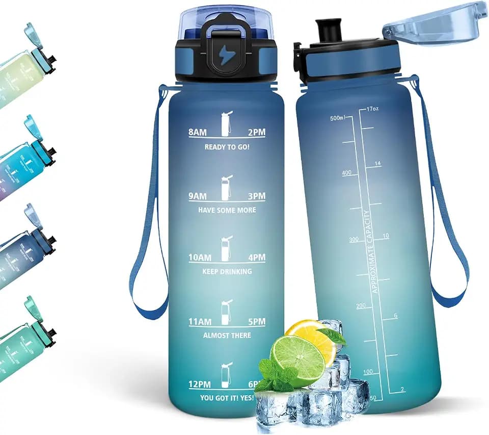 HoneyHolly Wasserflasche 500ML, Auslaufsicher mit Zeitmarkierung, Trinkflasche Kinder, Sportflasche mit Filter, Trinkflasche Kohlensäure Geeignet, Wasserflasche Sport für Kinder, Schule