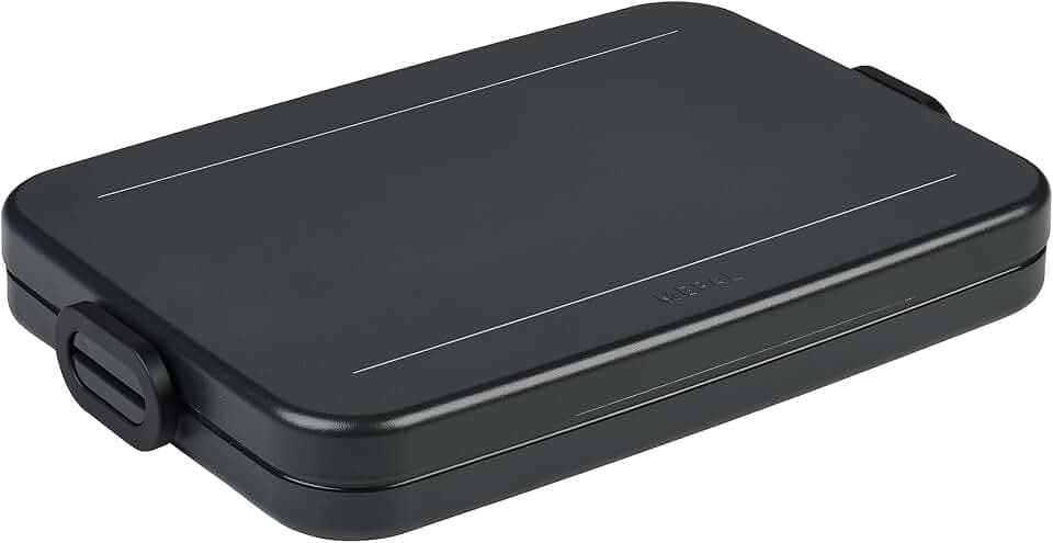 Mepal - Lunchbox Take A Break flach - Ideale Brotdose für Laptoptasche oder Rucksack - Flach geformte Essensbox für 2 Sandwiches oder 4 Scheiben Brot - 800 ml - Nordic Black