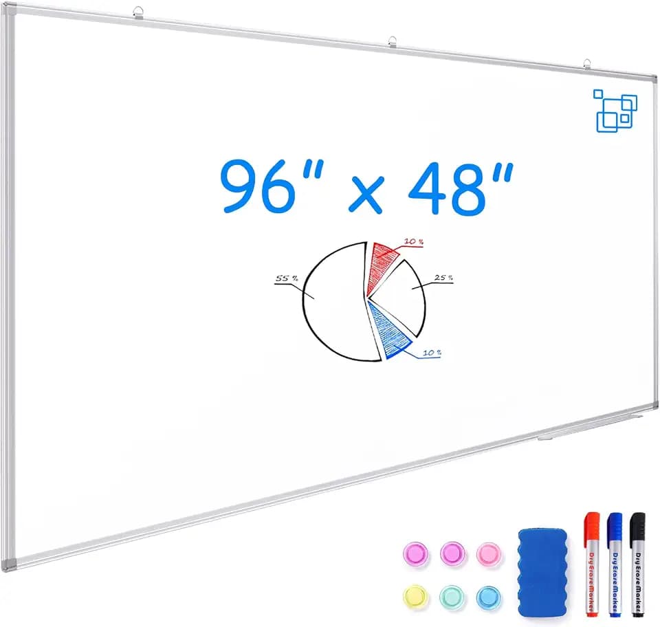 Maxtek White Board Dry Erase 96x48, Large Magnetic Whiteboard for for Wall