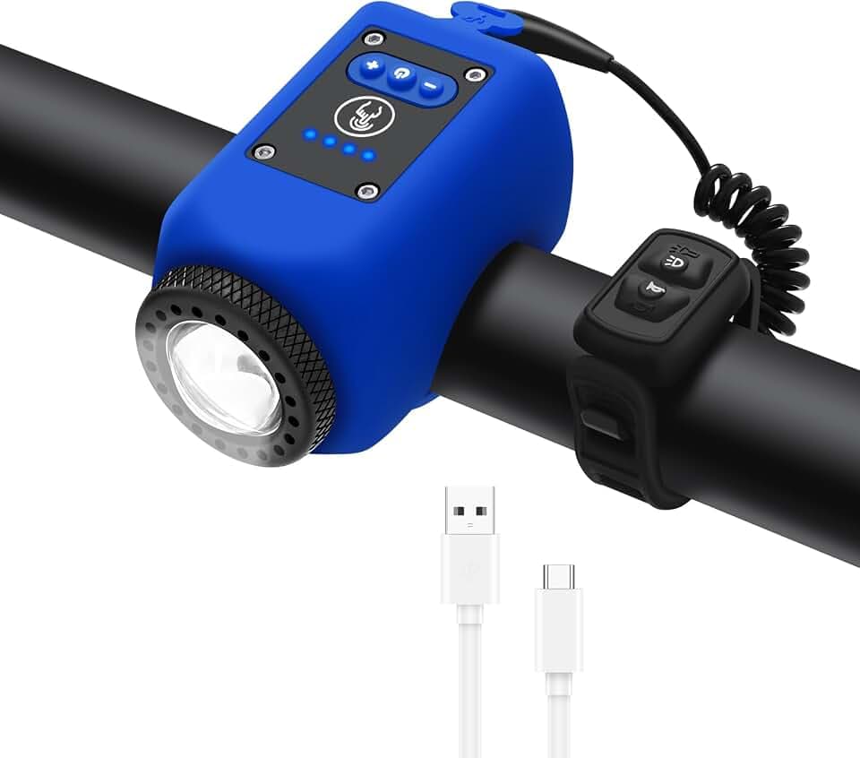 Bike Horn, Bicycle Horn with Large Range Floodlight, IPX5 Waterproof with USB Rechargeable Bike Electronic Horn