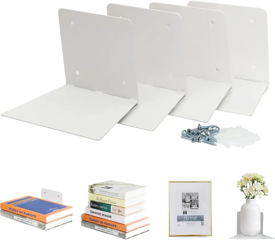 STORAGE MANIAC Invisible Floating Bookshelves Wall Mounted White