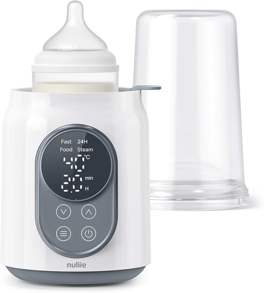 Flaschenwärmer Baby, Nuliie 10-in-1 Elektrischer Flaschenwärmer für Muttermilch oder Milchnahrung mit Intelligenter Temperaturregelung und Automatischer Abschaltung, 220V