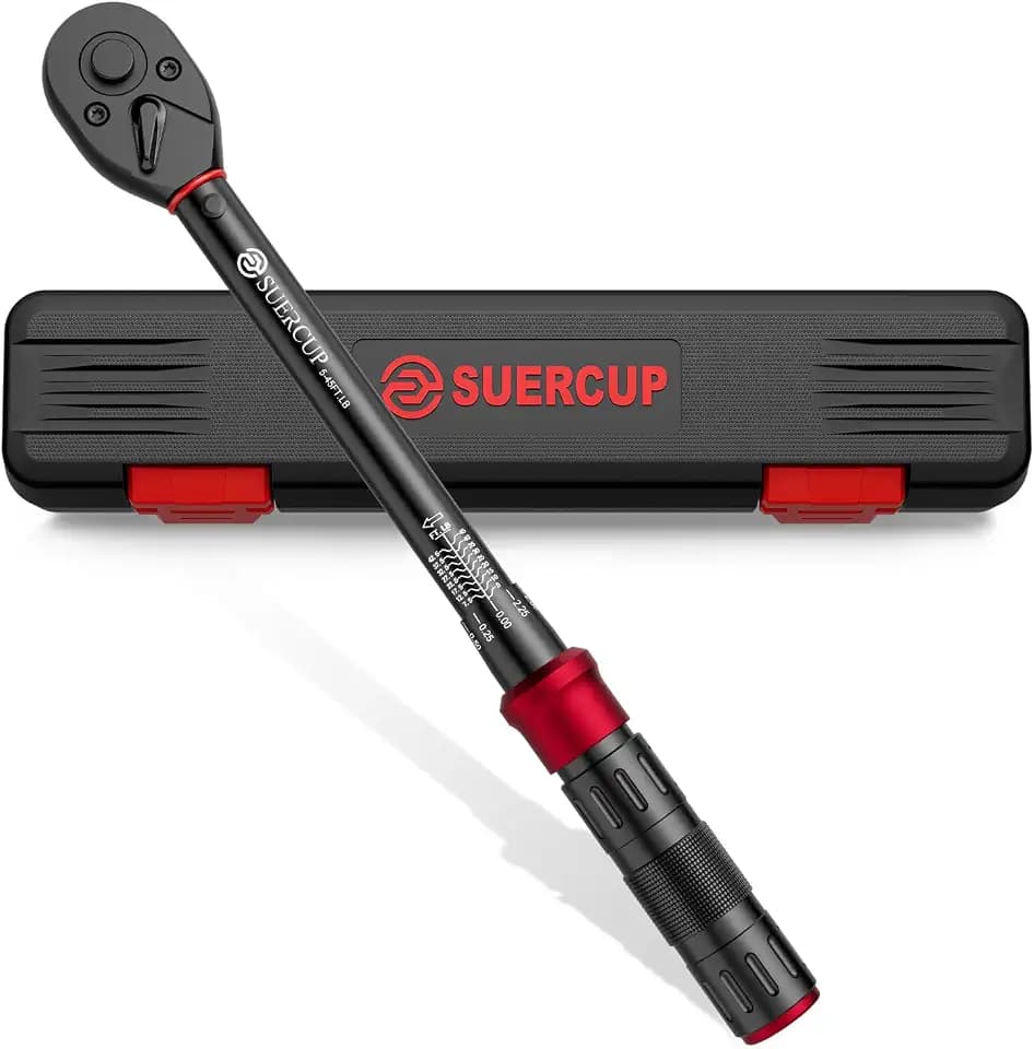 SUERCUP 3/8" Click Torque Wrench, 5-45 Ft.Lb, for Bike, Moto, Spark Plugs