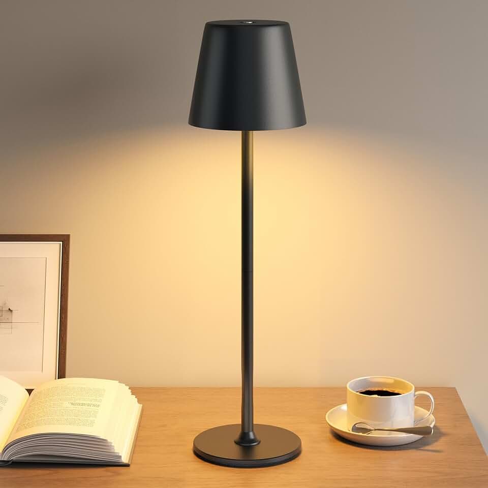 LED Tischlampe Kabellos, Vollmetall Tischlampe für Outdoor & Indoor