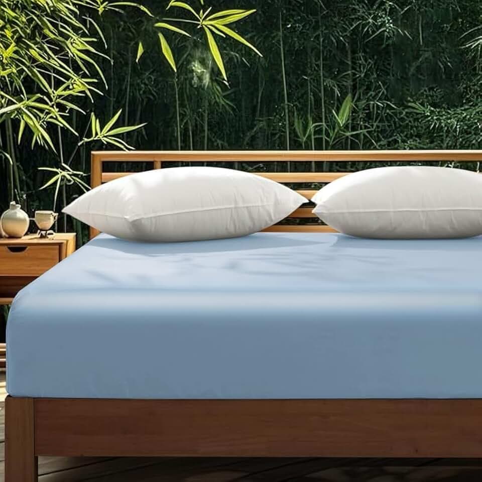 Gezu Spannbettlaken 140x200 Mako Satin Blau 100% Langstapelige Baumwolle
