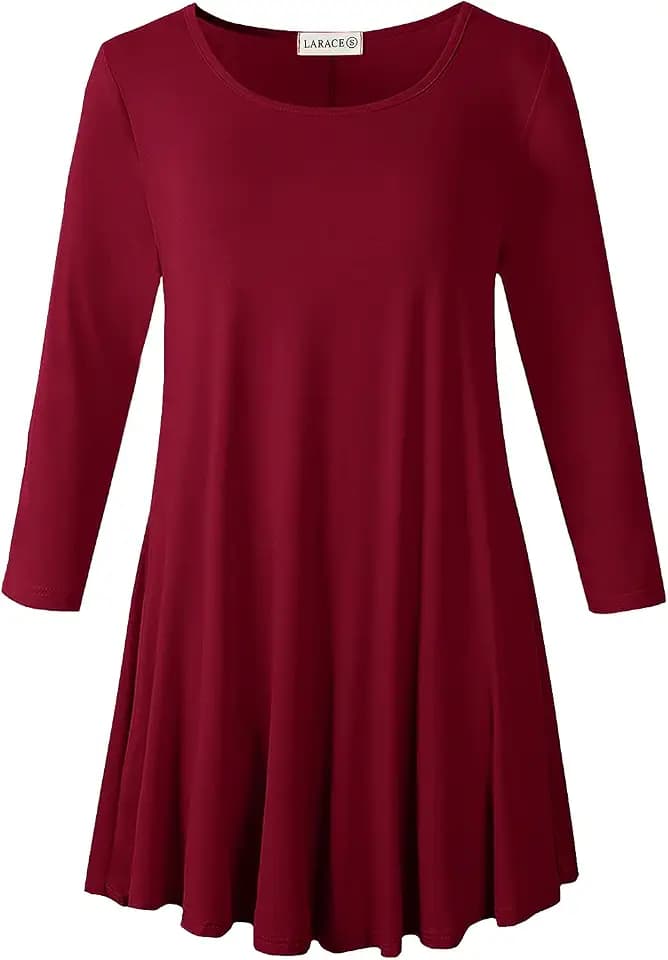 LARACE 3/4 Sleeve Plus Size Tunic Tops for Women Casual Fall Shirts Blouse