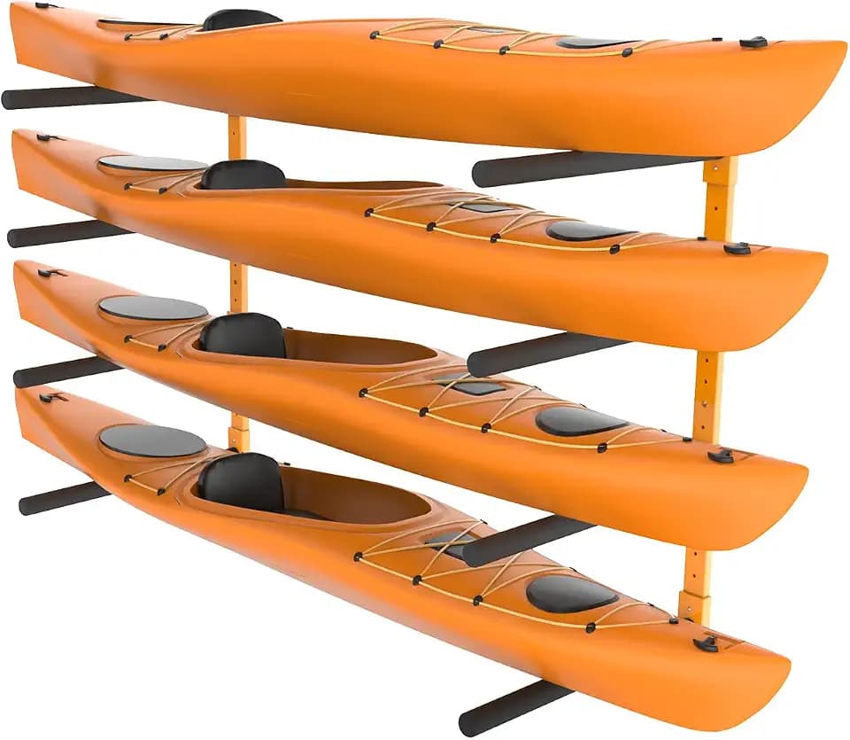 VEVOR Kayak Wandalterung Kajak Aufhänger 1168 x 850 x 45 mm, Kajakständer 4 Kajaks 797,5 ± 10 mm Stützarmlänge, 181,6 kg Tragfähigkeit Kajak Aufbewahrungsregal Robuste Kajak-Aufbewahrungshaken