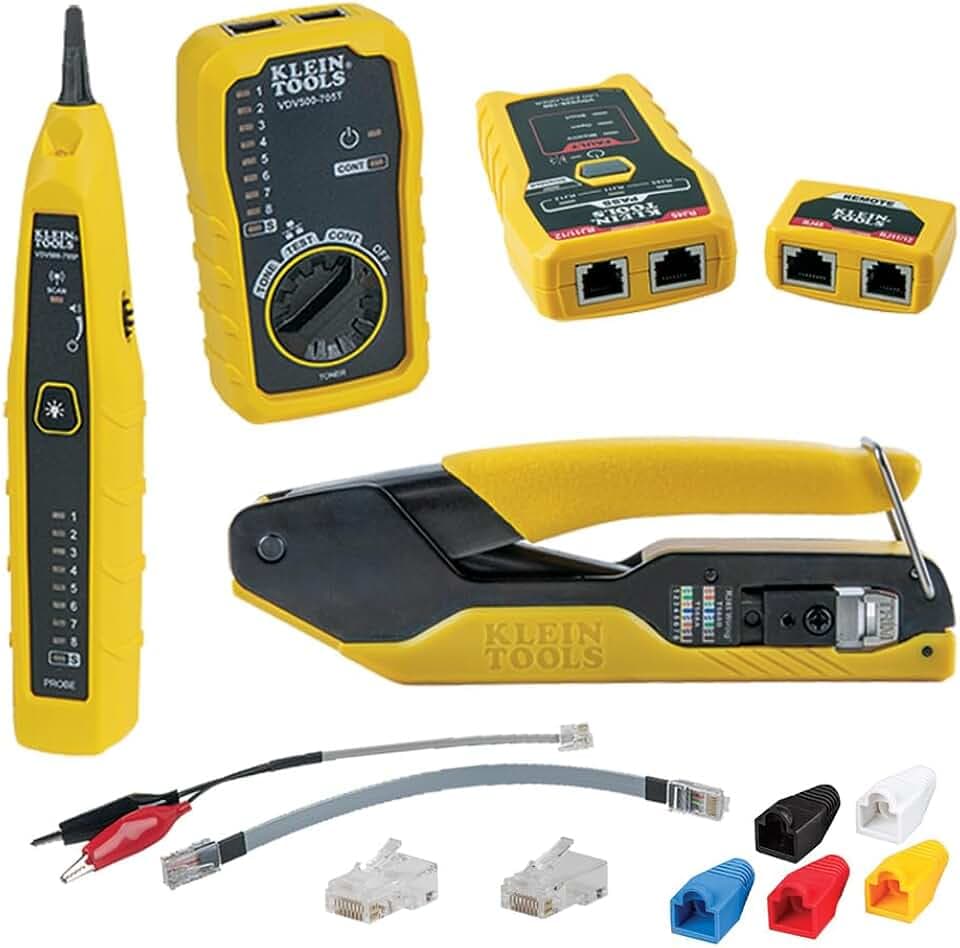 Klein Tools 80085 VDV LAN Cable and Wire Tester Kit for Klein Pass-Thu RJ45 Modular Data Plugs, 6-Piece