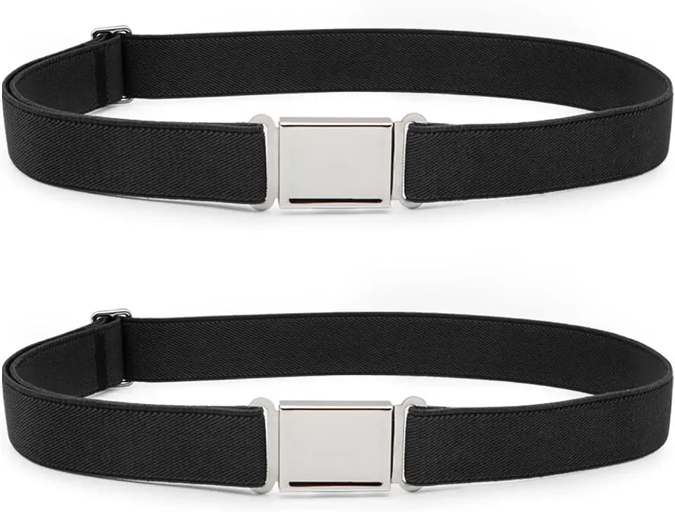 XZQTIVE 2 Pack Kids Adjustable Magnetic Belt Boys Girls Elastic Belt with Easy Magnetic Buckle
