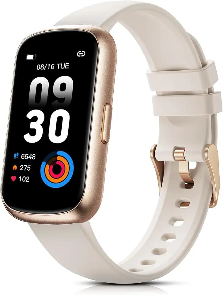 Smartwatch Damen 1,47" Fitnessuhr Klein mit Pulsuhr, SpO2/Schlafmonitor, 24 Sportmodi Fitness Tracker, Schrittzähler, Wasserdicht 3ATM, Nachricht WhatsApp für Android/iOS (Polarstern-Roségold)
