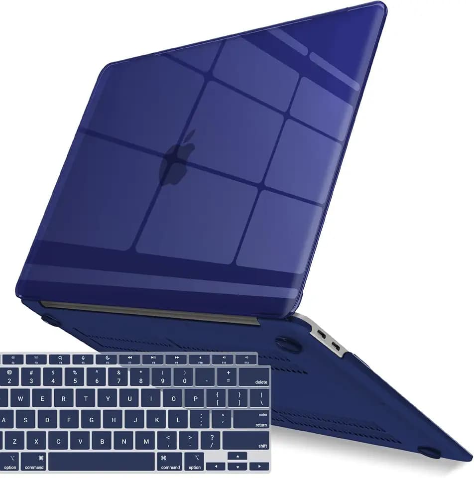 IBENZER Compatible with New MacBook Air 13 inch Case 2022 2021 2020 M1 A2337 A2179 A1932, Plastic Hard Shell Case with KeyboardCover for Mac Retina Display with TouchID, Crystal Navy Blue, AT13-CYNV+1
