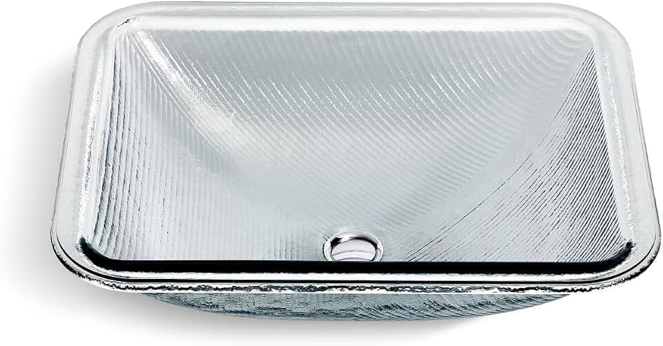 KOHLER K-28823-B11 ARTIST EDITIONS Yepsen Collection Glass Undermount Bathroom Sink 17'' x 13''Rectangle Basin Ice