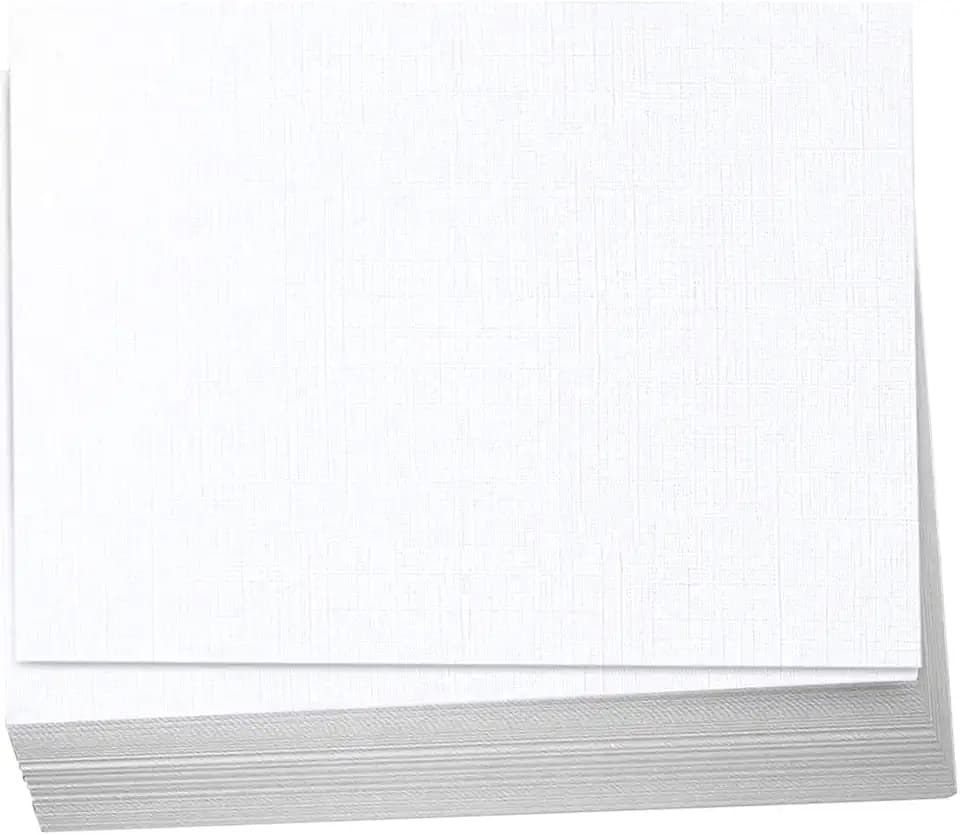 Hamilco White 80lb Cover Heavy 5x7 Linen Index Cards for Crafts (100PK)