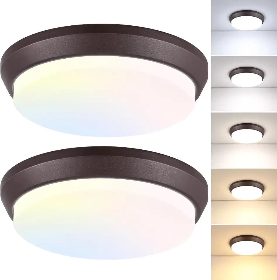 13 inch 5CCT Flush Mount Ceiling Light Fixtures, 36W 4000LM LED Ceiling Lights for Bedroom, Kitchen, Bathroom, Hallway, 2700K/3000K/4000K/5000K/6500K Adjustable Brown Dimmable Lighting - 2 Pack