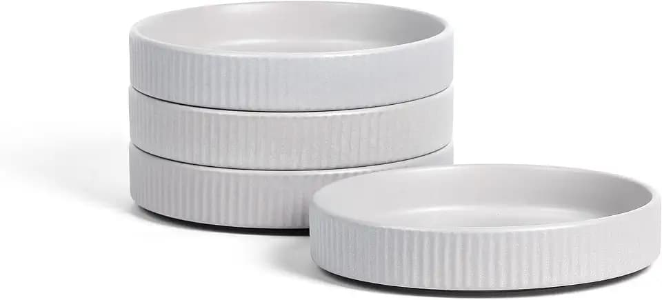 Stone Lain Haven Modern Stoneware 4 Piece Pasta Bowls Sets, Dish Set for 4, Reactive Glaze Grey