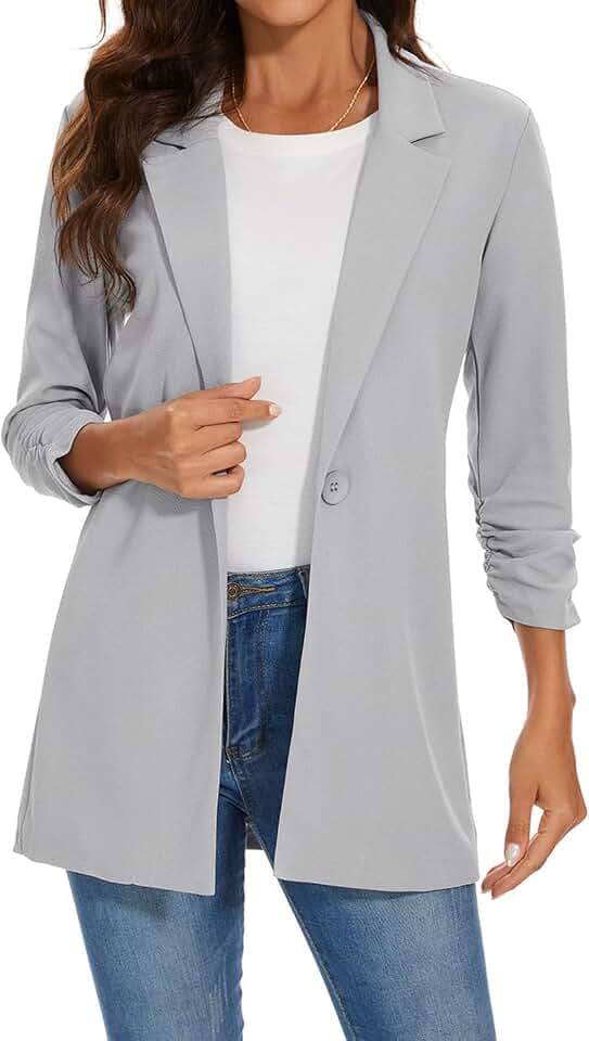 Langer Damen-Blazer, lässig, langärmelig, Übergröße, Ein-Knopf-Mantel, formeller Anzug