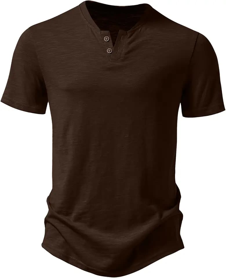 JEMITOP Men's Cotton Stretchy Notch Neck T-Shirt