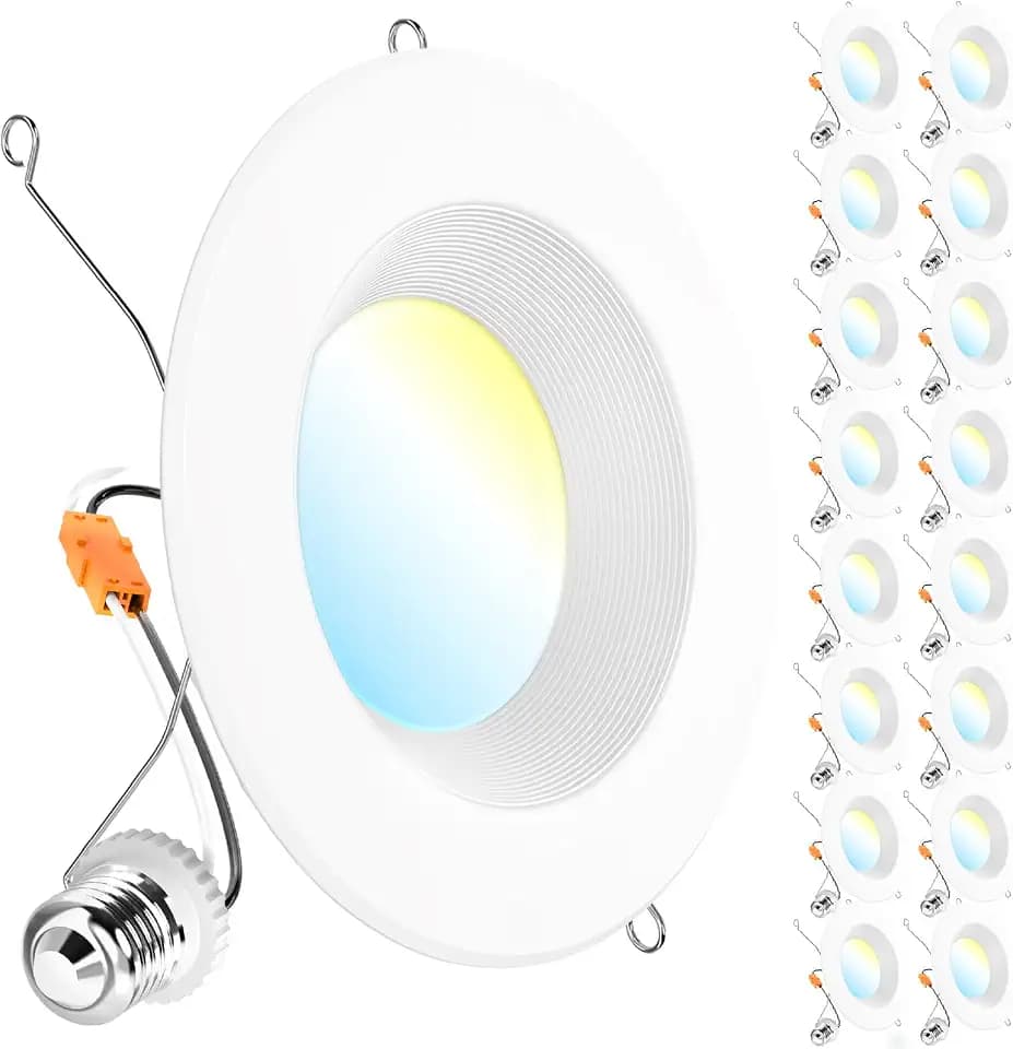 Sunco 16 Pack 6 Inch Retrofit LED Recessed Lights, 5CCT, 13W=100W Dimmable