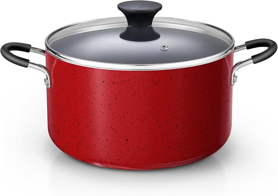 Cook N Home 6 Quart Non Stick Stock Pot with Lid, Large Pots for Cooking