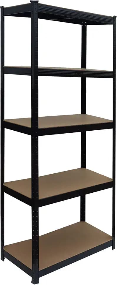 Relaxdays Schwerlastregal, HxBxT: 180 x 60 x 30 cm, 875 kg, 5 Ebenen, Lagerregal Keller, zum Stecken, schwarz/braun