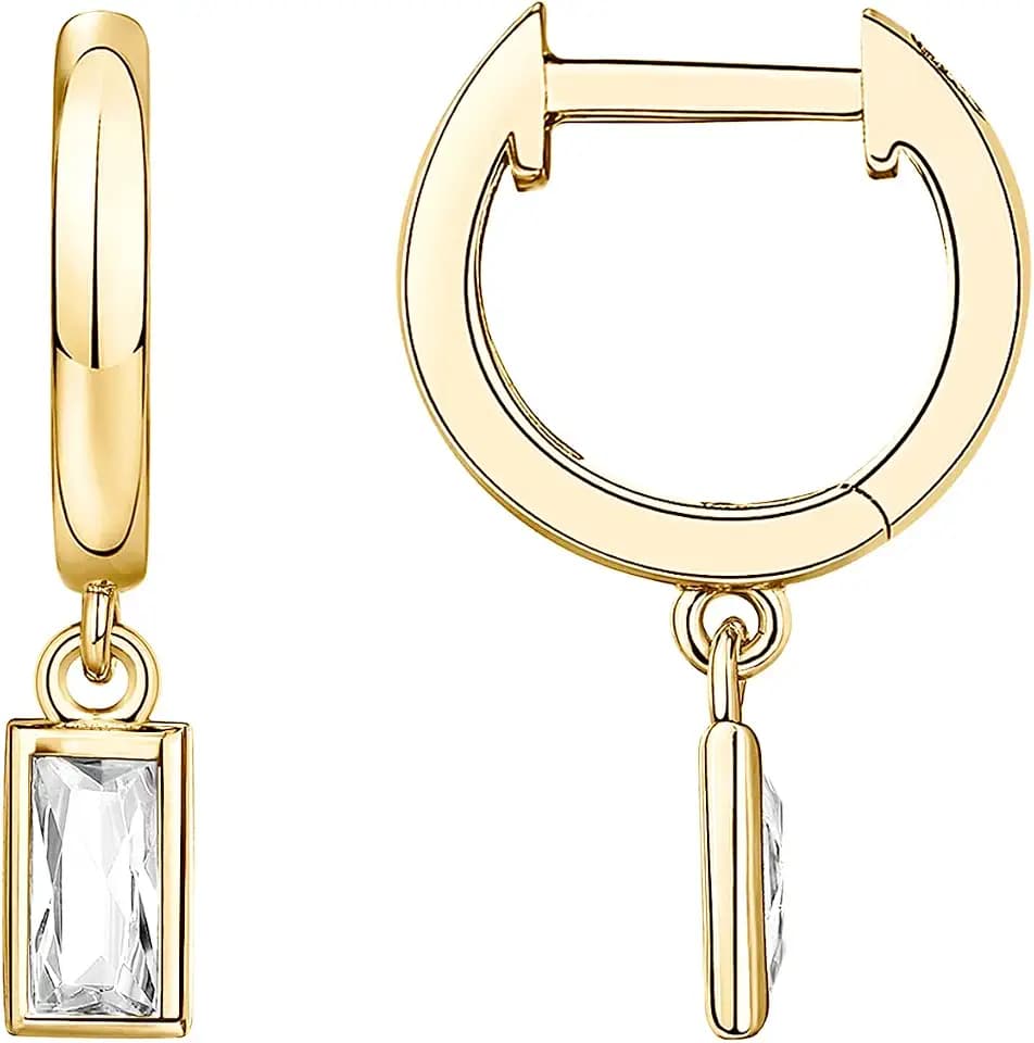 PAVOI 14K Gold Plated Dainty Motif Charms Huggie Hoop Earrings for Women
