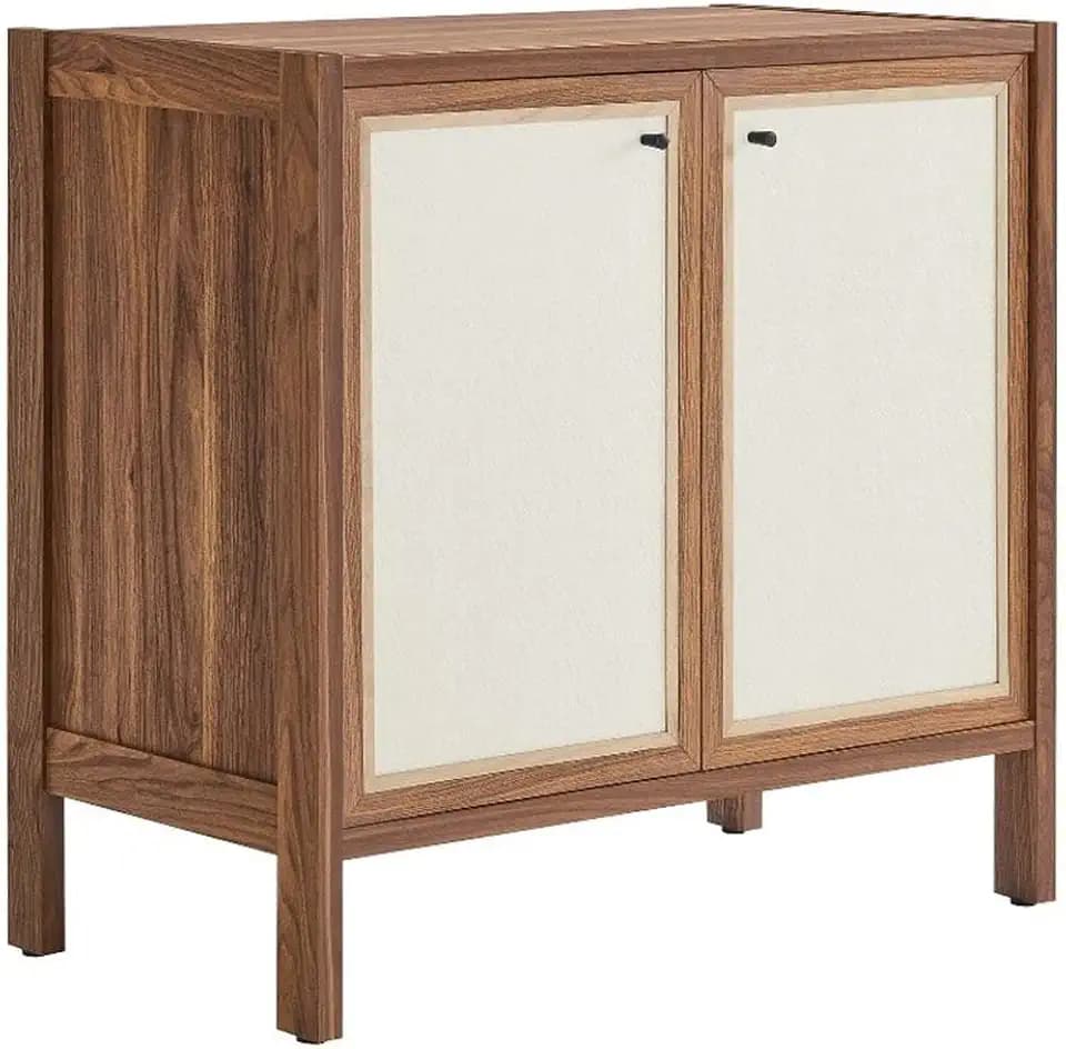 Modway Capri 33 Inch Sideboard Walnut, Hallway or Entryway Storage Cabinet with Doors, Mid-Century Modern Buffet Table or Credenza for Living or Dining Room