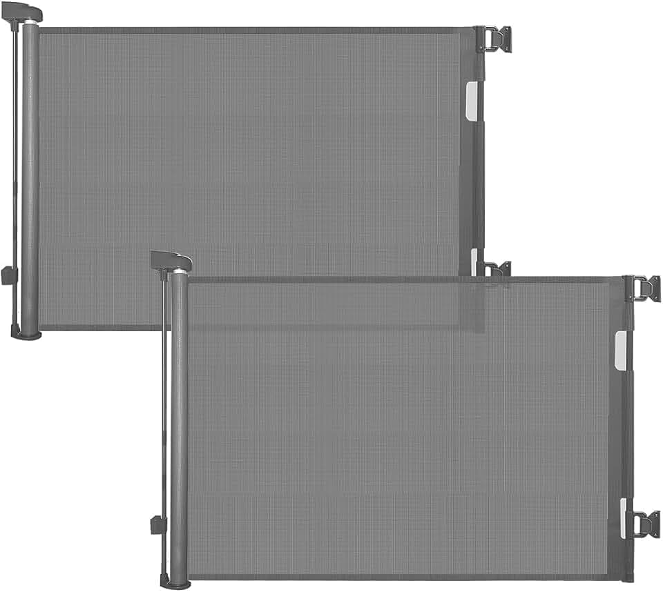 derimkcoa 2 Pack Treppenschutzgitter Ausziehbar für Babys, 0-140 cm Baby Absperrgitter Türschutzgitter Treppenschutzrollo,Tierschutzgitter Geeignet für Treppen/Türen/Innen & Außen (Grau)