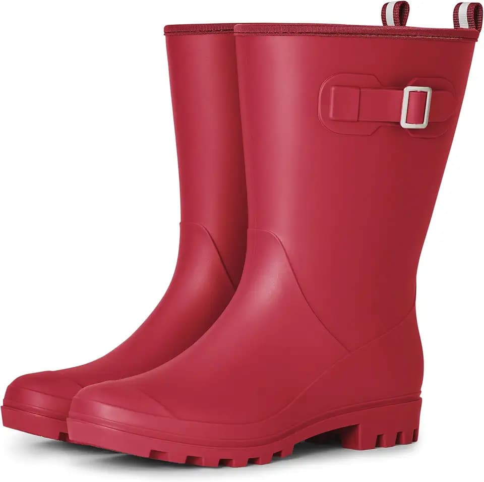 planone Wide Calf Rain Boots for Women, Waterproof Mid-Calf Garden Boots