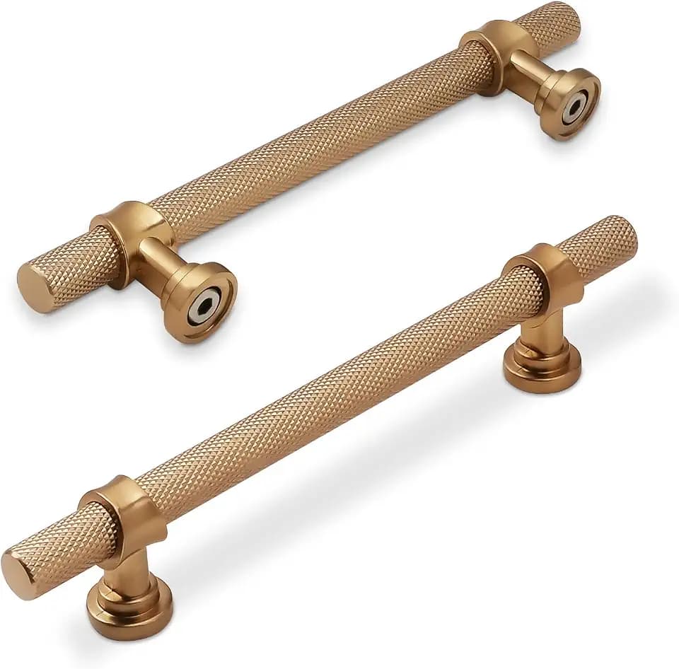 10 Pack 5 Inch Cabinet Pulls knurled Champagne Bronze Kitchen Cabinet Handles Aluminum and Zinc Alloy Drawer Pulls Solid Cabinet Hardware