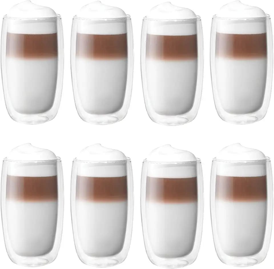 ZWILLING Sorrento 8-pc Double-Wall Glass Latte Cup Set