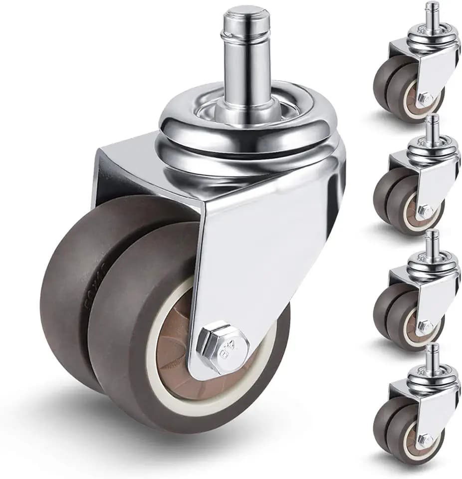 W B D WEIBIDA Dual Bürostuhl Rollen Gummi 11mm*22mm, Super Leise und Weiche Rollen für Bürostühle, Hartböden, Parkett, Teppich und Fliesen, Gummirollen Bürostuhl Maximale Tragfähigkeit 340KG, 5er Set
