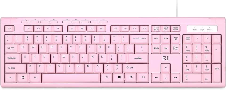 Rii RK907 Ultra-Slim Compact USB Wired Keyboard for MAC and PC-Pink