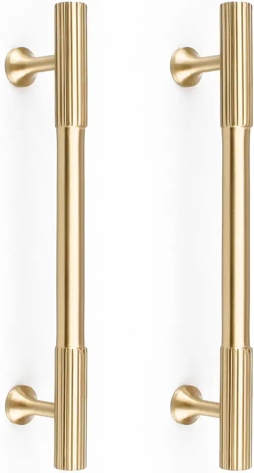 RZDEAL Schrankgriffe, massives Messing, goldfarben, 12,7 cm Lochmitten für Küchenschrankgriffe, moderne Schubladengriffe für Badezimmer, gebürstetes Messing, Schrankgriffe, Kleiderschrank-Türgriffe, 4