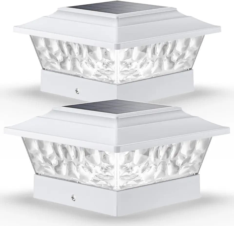 SIEDiNLAR Solar Post Cap Lights Outdoor 4 Modes 2 Pack, White, Warm/White