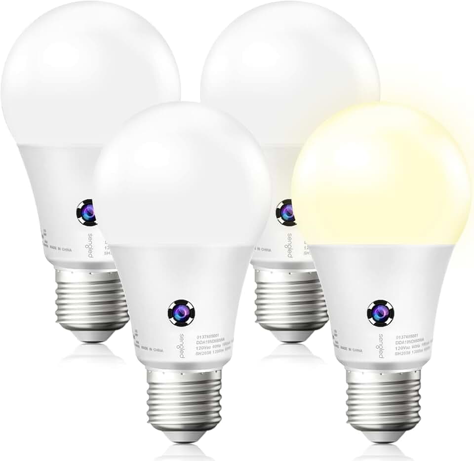 Sengled Dusk to Dawn Light Bulbs Outdoor, 3000K Soft White, A19 LED Sensor Light Bulb, 75 Watt Equivalent, 1200LM, Automatic Photocell Light Bulb for Outdoor Lighting, 4 Pack