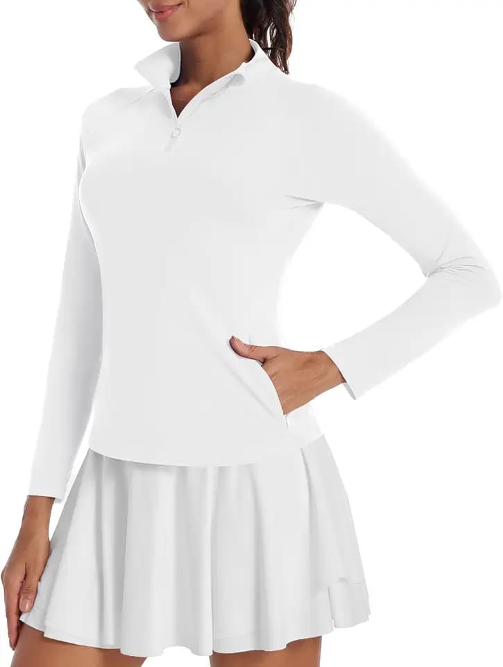 Runhit Women's Quarter Zip Pullover with Pockets Long Sleeve Golf Tennis Shirts UPF 50 Sun Protection Workout Athletic Tops