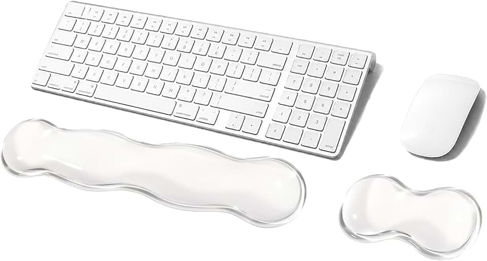 Gel Keyboard Wrist Rest Set, Clear Wrist Rest for Keyboard and Mouse, Ergonomic Keyboard Mouse Wrist Rest for Typing Pain Relief, Suitable for Office, Gaming, Computer, Laptop - Transparent
