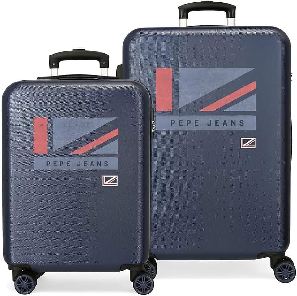 Pepe Jeans Aidan Koffer-Set, blau, 55/65 cm, starr, ABS-Kombinationsverschluss an der Seite 90, 7,54 kg, 4 Räder, Handgepäck