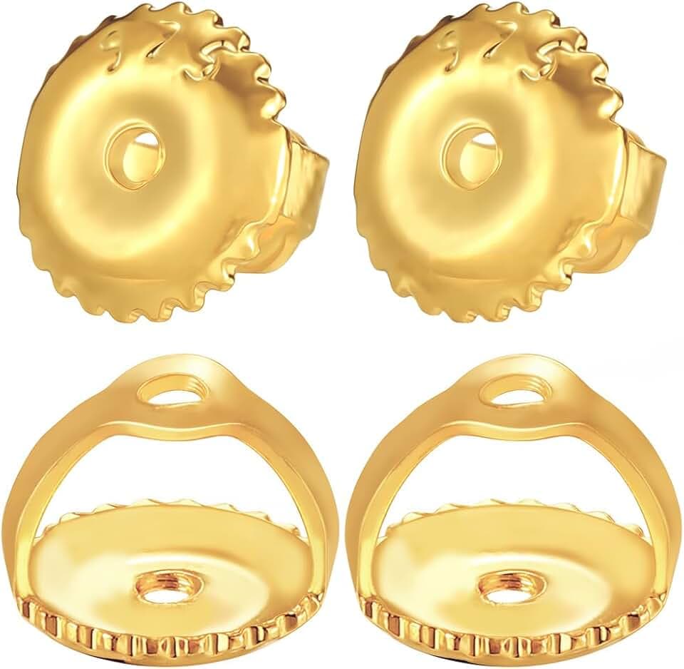 Beebeecraft 1 Box 30Pcs Screw Earring Backs 18K Gold Plated Brass Metal Screw On Earring Back Replacement Locking fit for 21 Gauge Threaded Post Diamond Stud
