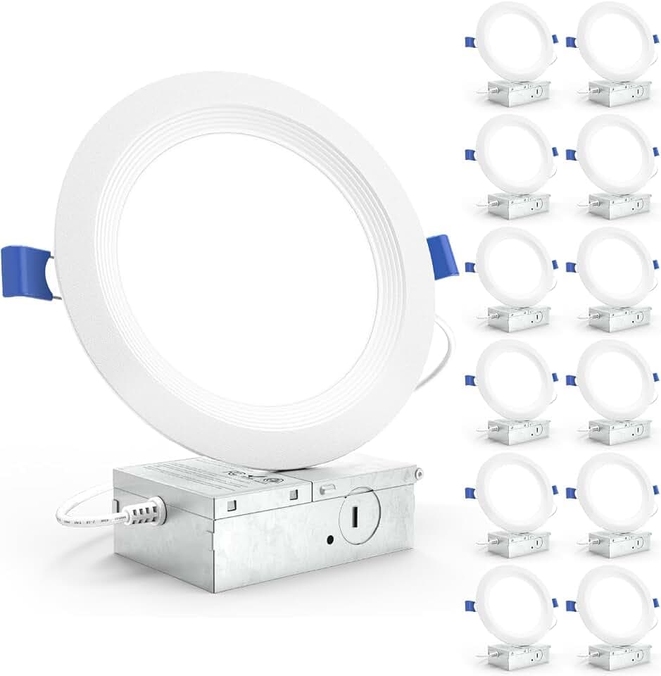Sunco 12 Pack 6 Inch Canless LED Recessed Light, Ultra Thin, 14W, Dimmable