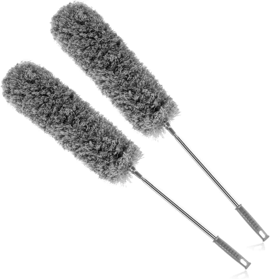 COM-FOUR® 2X XL Chenille-Staubwedel mit Teleskopstiel, Ausziehbar von 80