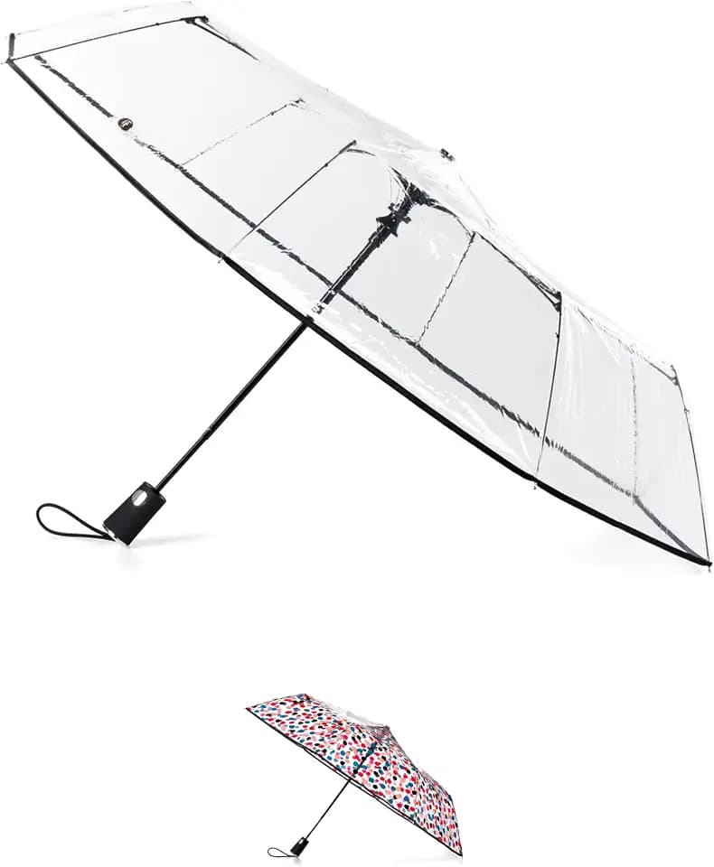 Totes Compact Auto Open Folding Umbrella with Enhanced Visibility